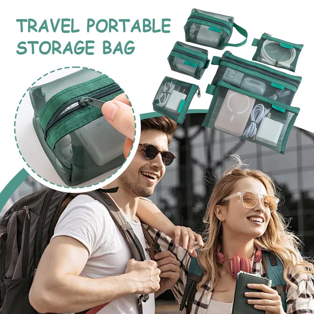 Travel Cable Organizer - 6 Buah Set Tas Penyimpanan Ritsleting