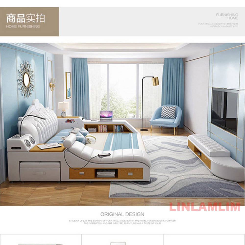 Tempat Tidur Kulit Asli Mewah  - Tech Queen ulasan dan harga